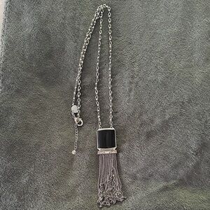 White House Black Market Silver Chain Necklace with Black Pendant